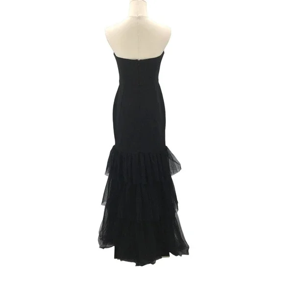 LULU'S  SZ S Dramatic Fanatic Black Strapless Tulle Trumpet Maxi Dress NEW B42 - Picture 3 of 6